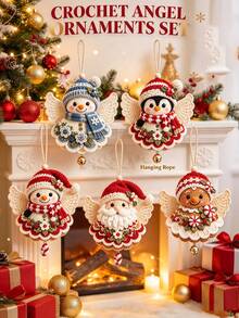 Yarn DIY Crochet Kit, Cute Style, Angel Figure Pattern, Angel Shape, Complete Accessories Included, Handmade Christmas Angel Ornament, For Christmas Decoration, Holiday DIY Craft Project Adult Products - A - View 4