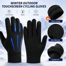 Men's Winter Touchscreen Gloves, Non-Slip Reflective Warm Brushed Lining Full Finger Sports Gloves With Grip Palm And Elastic Cuff, Suitable For Cold Weather Running, Jogging, Walking, Commuting, Daily Wear, Gift - Multicolor - View 1