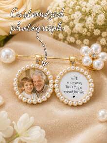 Personalized Wedding Bouquet Charm Pendant, Custom Photo Keepsake Locket For Bride, 1–2 Photo Memory Jewelry Gift - Multicolor - View 3