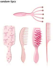 Bộ lược tóc 5 cái/2 cái/1 cái, lược massage đầu, bộ lược gội đầu, lược đuôi, lược chia tóc, lược răng thưa, lược đệm, lược tạo kiểu tóc nữ, dụng cụ salon tóc - Nhiều màu - Xem 13