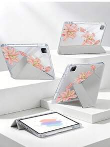 1件粉色百合紋平板保護殼，相容於 MatePad Air 11.5 吋、11.5 S 平板保護殼，壓克力背板，Y型折疊支架，附筆槽，相容於 Redmi Pad 2 11 吋、Pad SE 11 吋平板保護殼，相容於 iPad Air 11 吋、A16、第9代、第10代、第11代機型，雙面彩繪平板保護殼 - 彩色 - 查看 7