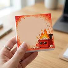 Cute Trash Can Fire Sticky Notes 4pcs/Pack, 3X3 Inch Funny Kawaii Memo Pads, Suitable For Office Workers, 50 Sheets/Book Desktop Decor, Funny Prank Gift For Colleagues, Friends, Adults - A - View 5