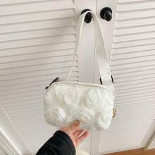 Tas Pinggang Jala 3D Motif Mawar untuk Anak Perempuan, Tas Selempang Dada Motif Bunga Lucu dengan Tali Bahu yang Dapat Diatur, Tas Mini Kecil - A - View 10