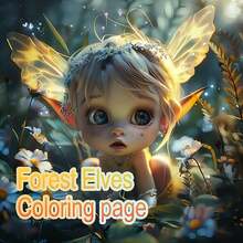 1 Adult Coloring Book Forest Elves Adult Coloring Book, Magic Forest Coloring Pages, Stress Relief Activity Book, Suitable For Fantasy Lovers Friends, Halloween, Christmas, Holiday And Birthday Gifts - Forest Elf - View 1