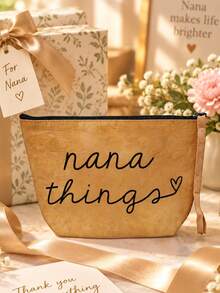 Floral Pattern Nana Text Cosmetic Bag,Lightweight Makeup Bag,Nana Gifts Makeup Bag, Portable And Large Capacity.Waterproof Cosmetic Bag For Grandma - Multicolor - View 5