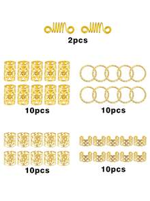 42pcs Golden Hair Ring Dreadlocks1 Set,Party Braided Hair Clips Hair Accessories Loc Hair Jewelry For Braids For Women Boho - Gold - View 2
