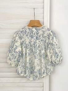 Spring/Autumn New Floral Sweet Long Sleeve Bodysuit For Newborn Infants - Baby Blue - View 3