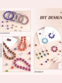 45pcs 10mm Colorful Shiny Round Shamballa Disco Beads, Shiny Clay Rhinestone Crafting Materials - 45pcs - View 4