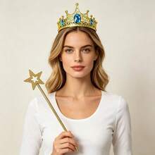4pcs Gold Star Magic Wand & Crown Set, Festival Party Costume Accessories, Stage Theme Photography Decoration Props - Gold - View 7