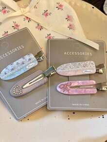 8/4/1pc Cute Sweet Style Seamless Crocodile Hair Clips, Floral/Polka Dot Design Or Rhinestone Bow, Suitable For Daily Wear And Dating - Multicolor - View 6