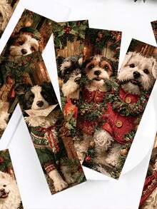 30pcs Christmas Puppy Bookmarks Artistic Page Holders, Reading Marker Cards-Perfect For Birthdays, Education, And Encouraging Book Lovers; Reading Marker Cards For Book Page Marking; Paper Labels; Gifts For Book Lovers - View 9