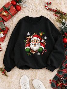 Tween Boy Casual Fun Print Crew Neck Long Sleeve Sweatshirt, Autumn/Winter Top - Black - View 5