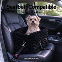 1pc Plush Warm Car Center Console Pet Armrest Bed, Car Seat Cushion For Cats And Small Dogs, Portable Pet Travel Carrier, Suitable For Pet Outings And Safety Protection - Multicolor - View 3