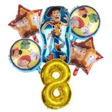 Cartoon Cowboy Character Foil Balloon Set, Star Round Pattern Balloons With Gold Large Number Balloon, Themed Birthday Party Decoration Supplies - View 12
