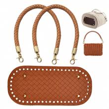 3pcs/Set New Handmade Crochet Bag Bottom, Diagonal PU Leather Crochet Bag Bottom With Rivets, High-Quality Accessories, Perfect For Making Crochet Bags, DIY Mother's Day Gift, Oval Long Bag Bottom 21.84x10.63 Inches With Holes, Suitable For DIY Handbags, Wallets, DIY Wallet Making - New Model - View 12