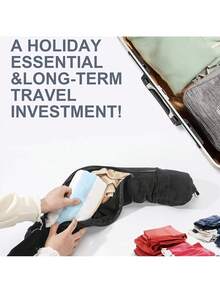 1pc Multi-Use U-Shaped Travel Pillow Case, Portable Long-Distance Flight Storage Bag, Soft Plush Travel Headrest, Can Be Filled With Clothes, Luggage Or Other Items; Multi-Functional Outdoor U-Shaped Portable Headrest - Multicolor - View 3