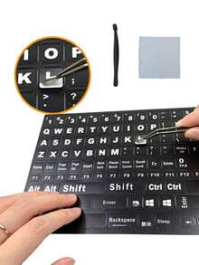 Universal English Keyboard Stickers With Includes A Cleaning Cloth And Tweezers:Available In Multiple Colors,Applicable For Computer,Laptop And Desktop Keyboard,Keyboard Letter Replacement Stickers,An Ideal Birthday Gift For Keyboard Enthusiasts. - One Size Fits All - View 2