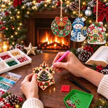 10 Pcs-5D DIY Diamond Painting Christmas Decoration Set - Christmas Ornaments, Featuring A Christmas Pattern, Suitable For Holiday Decoration And Handicraft Making, Christmas Decorations, Christmas Handicrafts - Merry Christmas - View 5