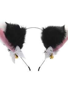 1pc Animal Casual Polyester Bowknot Headband Funny Plush Ears Headpiece Cute Cat Ear Hair Accessory - Multicolor - View 16