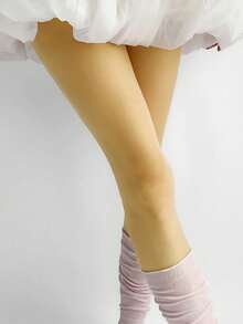 1 Pair Women's Yellow Semi-Sheer Tights High Elasticity Slimming Pantyhose Daily - Yellow - View 4