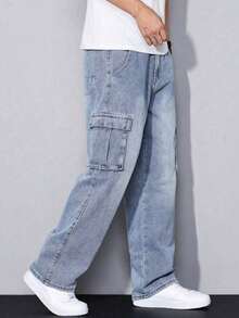 Boys Casual Pocket Minimalist Elastic Waist Jeans, Versatile Everyday Wear - Light Wash - View 5