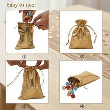 5pcs Gold Organza Drawstring Gift Bags - Suitable For Weddings, Parties, Christmas Candy Bags, Can Hold Jewelry, Candy, Etc., 3.94*5.91 Inches Elegant Drawstring Organza Bags - Multicolor - View 4