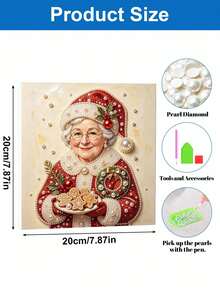 Handmade Pearl Painting Set With Frame, Santa Granny Pattern Design, Full Set Of Hand Tools, Wall Decoration, Christmas Gifts. - A - View 5