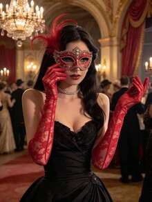 1 Pair Bridal Lace Sexy Gloves, Suitable For Weddings, Evening Parties, Themed Photo Props, Themed Cocktail Parties - Multicolor - View 3