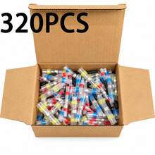 320pcs(5 Sizes) Heat Shrink Solder Sealed Wire Connector Kit Electrical Connectors For Car, Truck, Motorcycle Repair, Solderless Wire Header Connector, Heating Tube - 320-piece Color Set (Boxed) - View 2