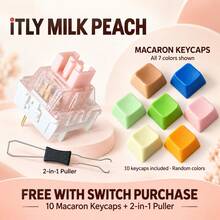 Saklar Milk Peach 5 Pin Linear Pra-Lubus 42gf 30 50 100 Pcs Thocky Creamy Marbly Dengan 10 Tutup Tombol Macaron Acak Dan Alat Pencabut 2 In 1 Untuk Keyboard Mekanik DIY - View 11