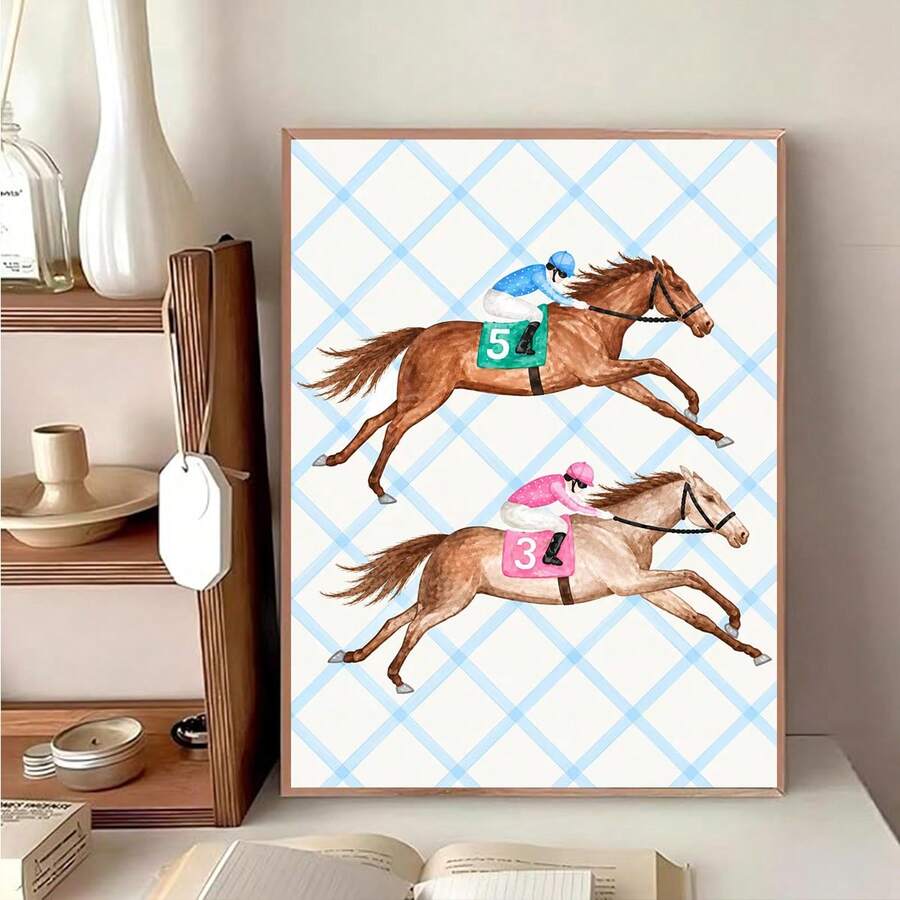 مجموعة رسم الماس 5D بنمط سباق الخيول المزدوج، رسم الماس الدائري الكامل ديكور المنزل حرفة يدوية هدية - مشاهدة 1