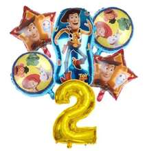 Cartoon Cowboy Character Foil Balloon Set, Star Round Pattern Balloons With Gold Large Number Balloon, Themed Birthday Party Decoration Supplies - View 3