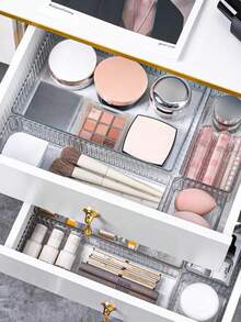 1/4/6/7 buah Sekat yang Dapat Dikombinasikan Secara Bebas, Ideal untuk Makeup dan Perawatan Kulit, Kotak Penyimpanan Multifungsi Laci Rias dengan Tekstur Transparan Bergaris Vertikal, Partisi yang Dapat Dikombinasikan Secara Bebas, Organizer Rias untuk Produk Makeup dan Perawatan Kulit, Akses Rapi dan Nyaman, Kotak Penyimpanan Multifungsi Rumah, Baki Penyimpanan Transparan Bergaris Vertikal - MultiWarna - View 5