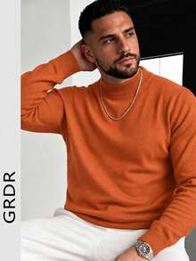 GRDR Men's Minimalist Soft Pullover Sweater For Daily Wear - Orange - View 4