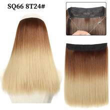 Women Invisible Fish Line Straight Hair Extensions, Adjustable Elastic Wire Synthetic Hairpiece, Matte Heat‑Resistant Fiber One Piece Hair Extensions Easy Wear For Daily Party - Multicolor - View 36