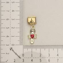 1 pieza Colgante de pulsera modular italiana en tono dorado, colgante de corazón, estrella, lazo, cruz, gato, mano, accesorio de joyería DIY para pulsera de módulo de 9mm - Lazo de corazón modular dorado - Ver 4
