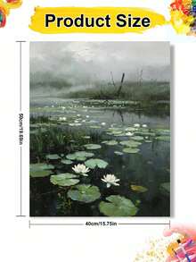 1pc Pond Scenery DIY Oil Painting By Numbers, Canvas Painting DIY Crafts, Adult Home Decoration, Holiday Gift. - Sets - View 10