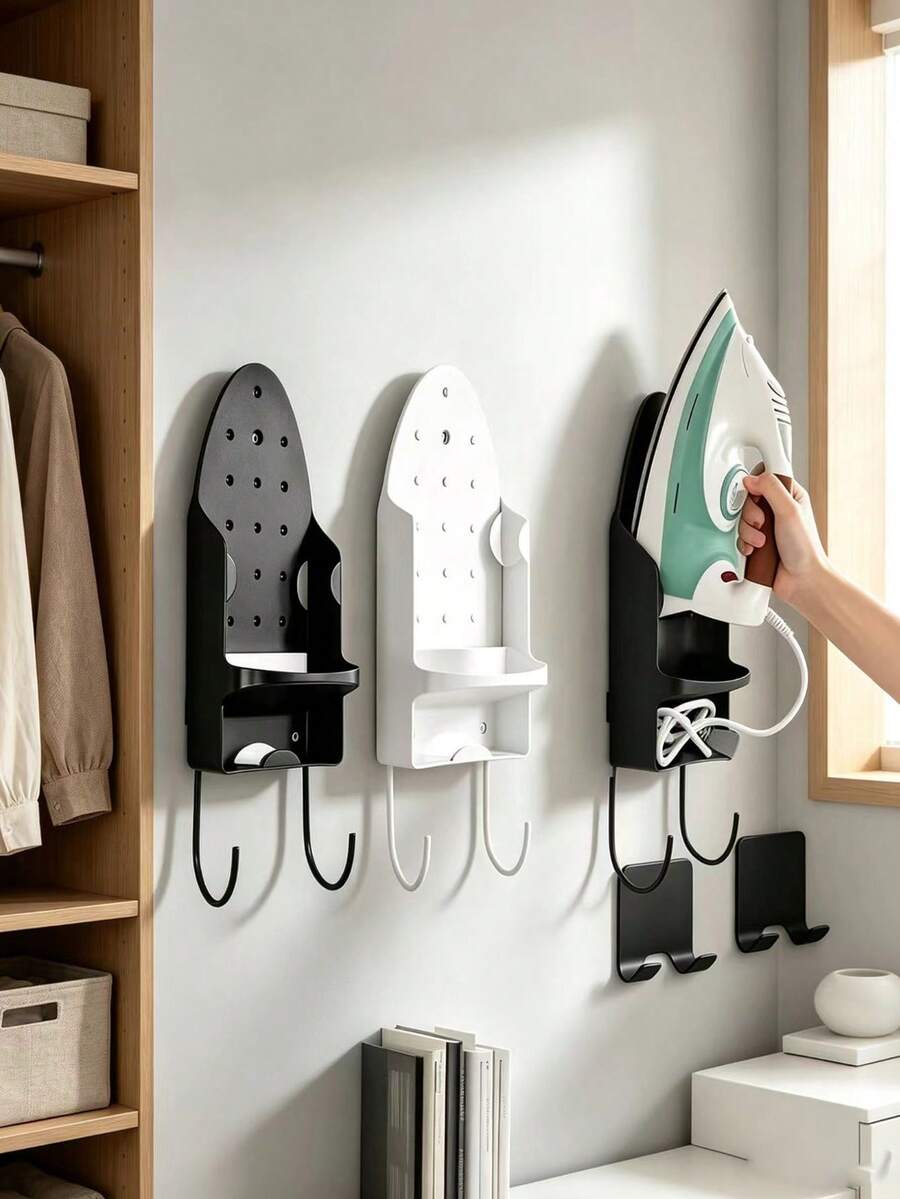 Estante de hierro y gancho para almacenamiento de tabla de planchar, tamaño universal para uso doméstico, estante de hierro para tabla de planchar, gancho para plancha eléctrica, estante de almacenamiento para plancha, cubo de planchado, estante colgante de tamaño universal