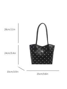 2026 Autumn New Fashion Personalized Design Polka Dot Niche Large Capacity Lightweight Women's Shoulder Bag - Black - View 3