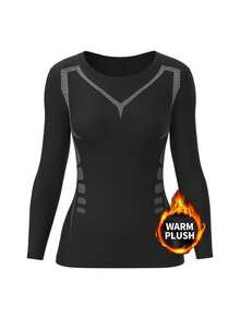 Graphic Print Thermal Sports Tee Basic T Shirt - Black - View 2