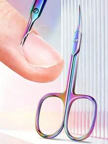 1pc Cuticle Scissors, Nail Care Tool, Stainless Steel Curved Blade, Suitable For Eyebrows, Eyelashes, Dry Skin, Multi-Functional Small Scissors, Suitable For Nails, Eyebrows, Eyelashes, Dry Skin, Curved Blade Design, Nail Care Supplies, Nail Care Tools, Nail Grooming Tools, Back To School, Nail Grooming, Nail Care Tools, Nail Sticker Tools - Multicolor - View 1