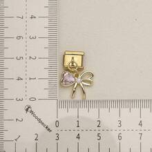 1 pieza Colgante de pulsera modular italiana en tono dorado, colgante de corazón, estrella, lazo, cruz, gato, mano, accesorio de joyería DIY para pulsera de módulo de 9mm - Lazo de corazón modular dorado - Ver 14
