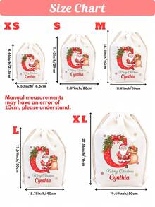 Customizable Santa Claus Initial Christmas Gift Bag, Personalized Name Drawstring Bag, Multi-Size Christmas Canvas Storage Bag, Holiday Gift Storage Bag, Christmas Tree Decoration, Home Gift Accessory - Multicolor 2 - View 3