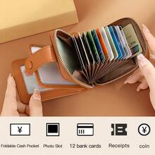ONDY Zipper Large Capacity Card Holder For Women 12 Card Slots - Zipper & Snap Closure, Double Layer Vertical Multi-Function Driver's License & ID Card Organizer, RFID Anti-Theft, Vintage Floral Print Fabric, Daily Commute Shopping Dating Fashion Accessory, Birthday Gift For Girlfriend, Valentine's Day Gift - Multicolor - View 5