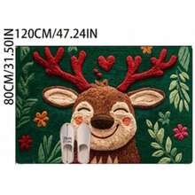 1pc Christmas Reindeer Doormat, Small Rug, Home Decor, Area Rug, Casual Blanket, Bedside Rug, Bedroom Carpet, Washable Rug - Multicolor - View 10