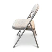Deluxe Fabric Padded With Heavy Duty Steel Metal Frame Folding Back Rest Chair For Home Garden Office Computer Desk - Grey - View 3