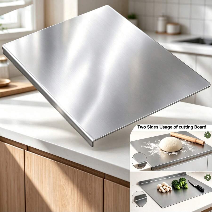 Luxury Upgraded High-Quality 316 Stainless Steel Cutting Board, Double-Sided Kitchen Cutting Board, Non-Slip Durable Meat Vegetable Fruit Bread Baking Cutting Mat, Easy To Clean Kitchen Tool - Multicolor - View 1