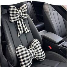 1 Car Headrest Lumbar Support Cushion, Plaid Bow Ribbon Seat Cushion Pillow, Four Seasons Universal Goddess Lumbar Support Cushion - Multicolor - View 10