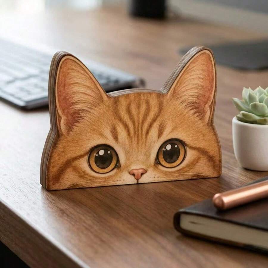 Cross-Border New Cartoon Style Cute Cat Wooden Desktop Craft Ornament Animal Desktop Decoration Display Stand - 1PC - View 1