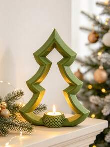 Minimalist Tabletop Decorative Items,Party Accessories,Small Nordic Tree-Shaped Candle Holders Suitable For Christmas, Valentine', Thanksgiving,Shelf, Windowsill Decor - Scandinavian Holiday Gift For Home, Halloween - Multicolor - View 2